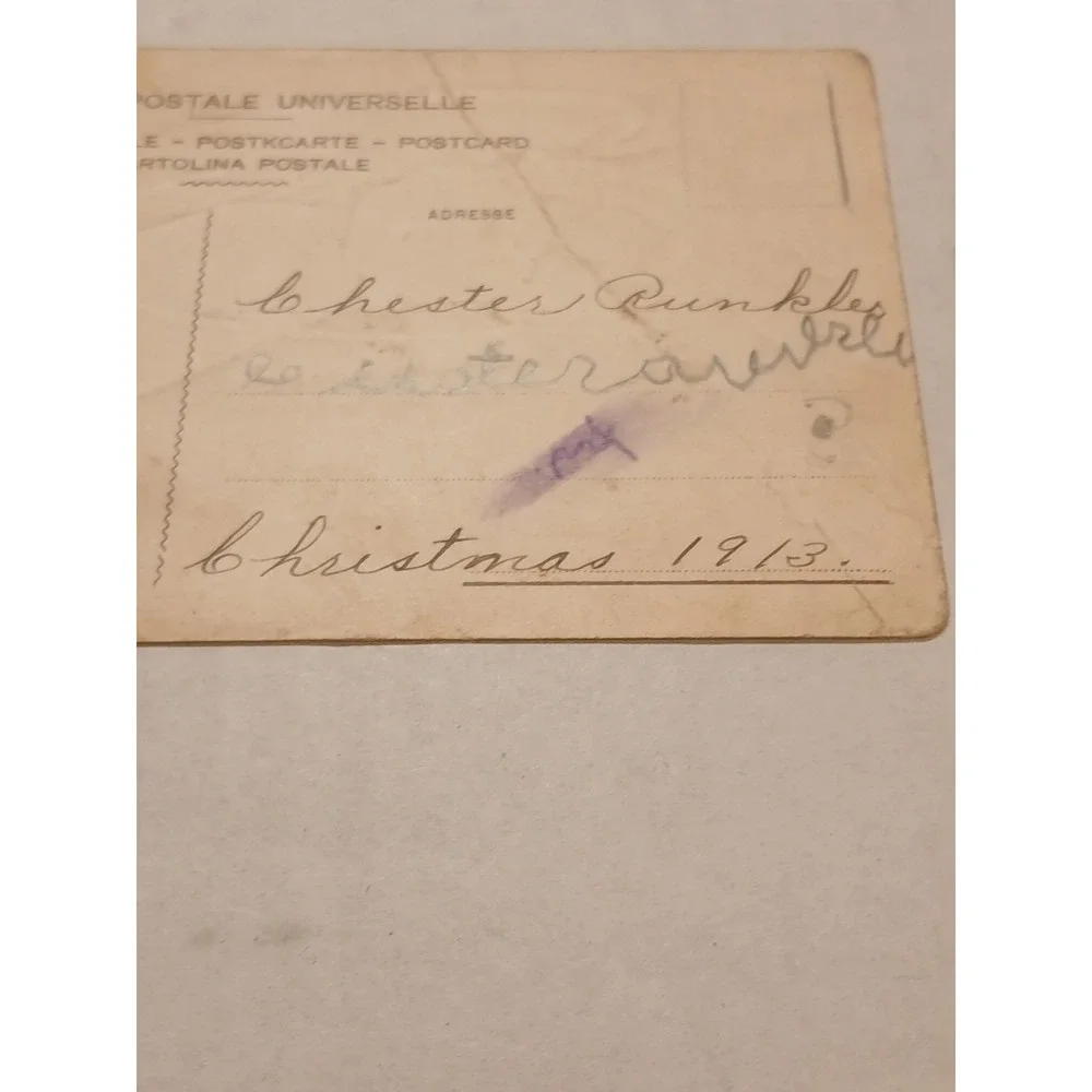 Postcard Merry Christmas Angel Green Dress Ringing Bells Snow‎ S Dattilo & Co C